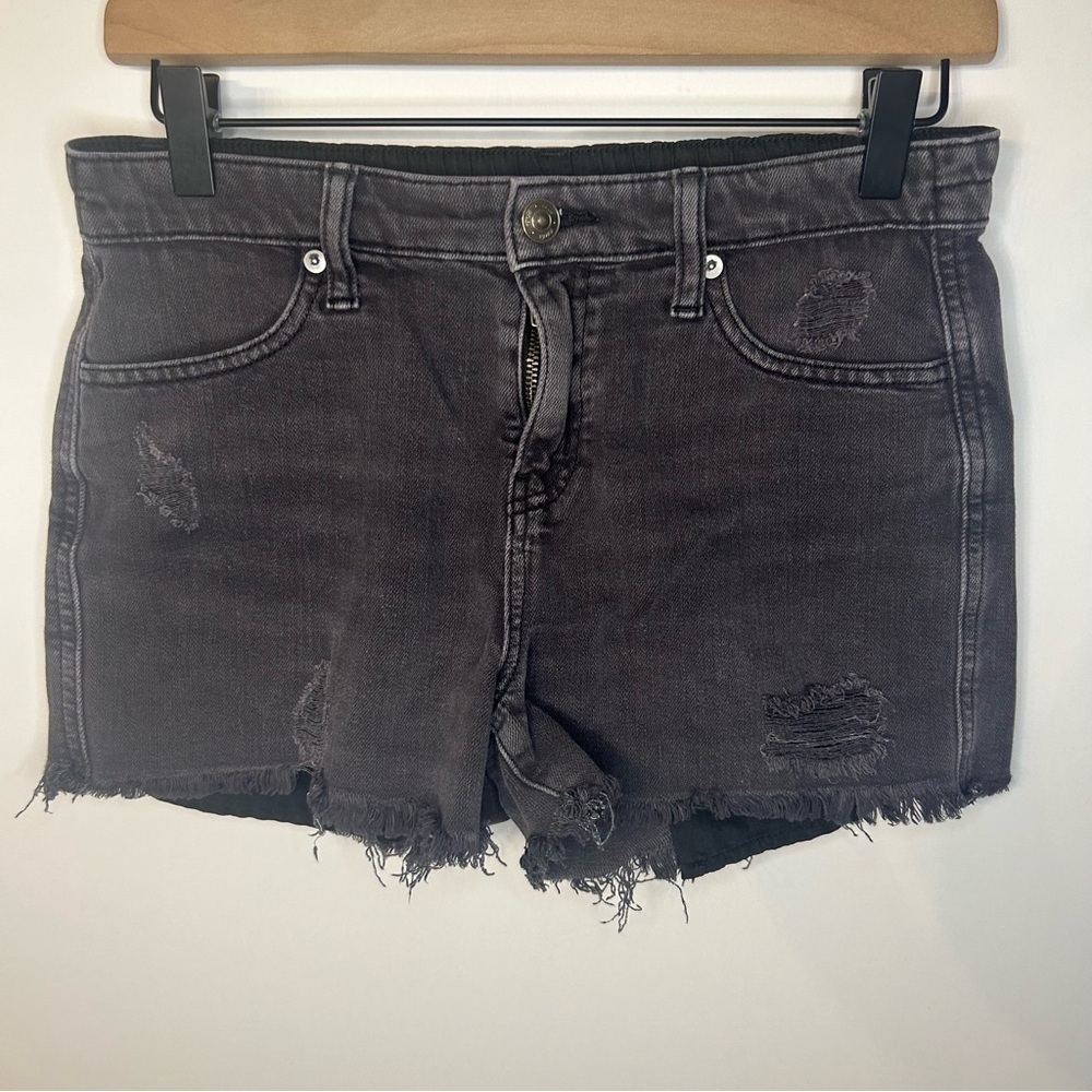 Aerie Women’s Washed Black Distressed Elastic Back Cutoff Jean Shorts, Size XS